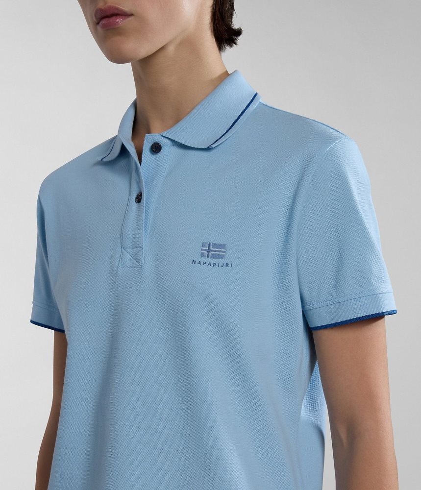 Napapijri Nina Short Sleeve Polo Shirt Poloshirt Dames Lichtblauw | JSHPAQR-56