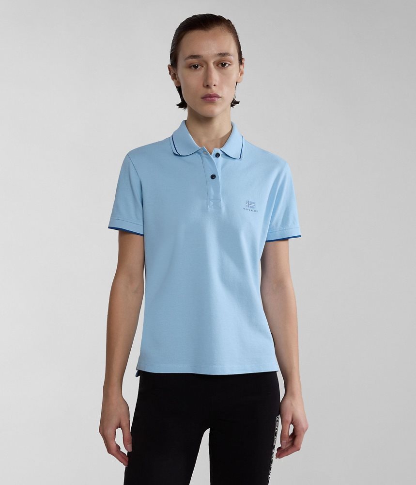 Napapijri Nina Short Sleeve Polo Shirt Poloshirt Dames Lichtblauw | JSHPAQR-56