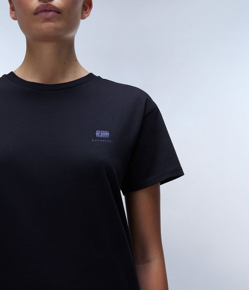 Napapijri Nina Short Sleeve T-shirt T-shirts Dames Donkerblauw | THDMKFI-97