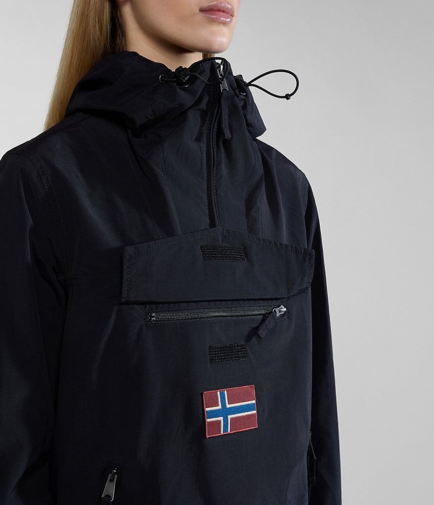 Napapijri Rainforest Pocket Summer Anorak Jacket Windjak Dames Zwart | ORPNFQT-27