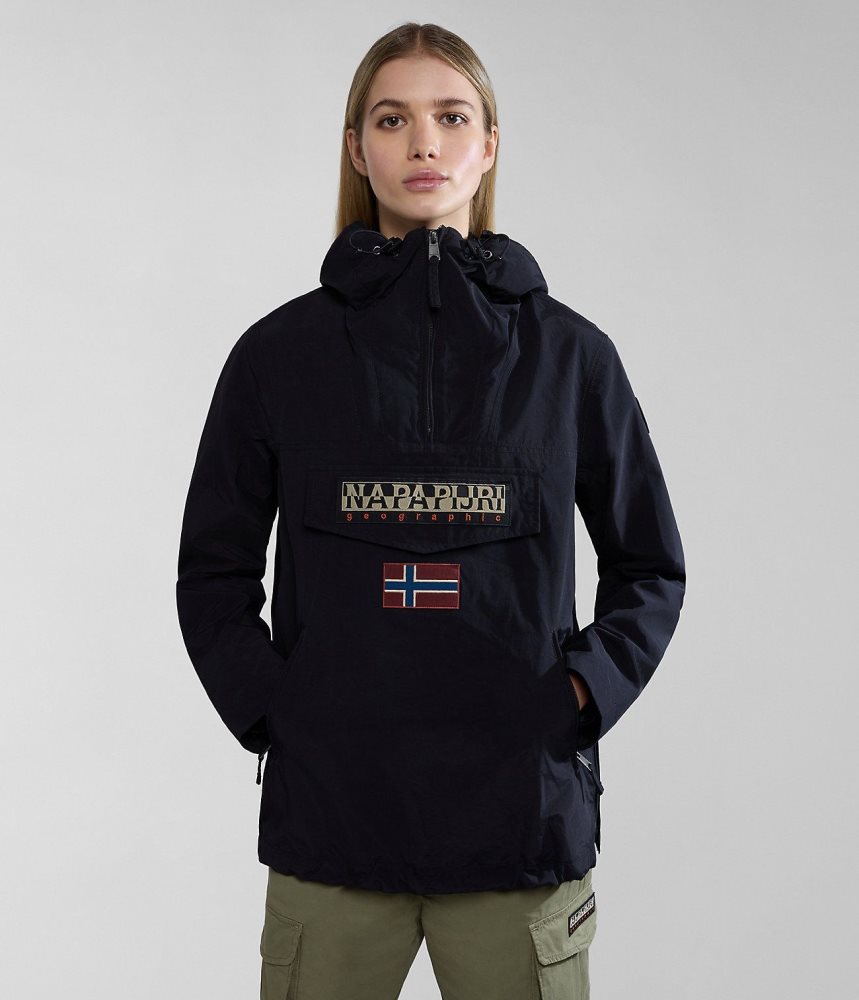 Napapijri Rainforest Pocket Summer Anorak Jacket Windjak Dames Zwart | ORPNFQT-27