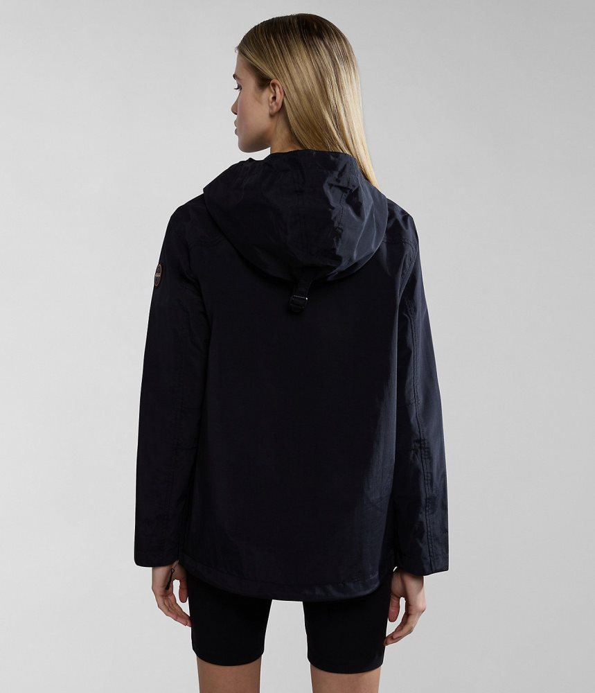 Napapijri Rainforest Summer Anorak Jacket Windjak Dames Zwart | SPRYVAM-14