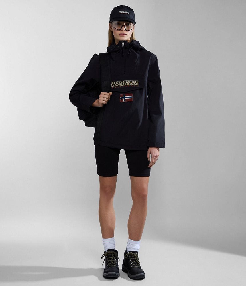Napapijri Rainforest Summer Anorak Jacket Windjak Dames Zwart | SPRYVAM-14