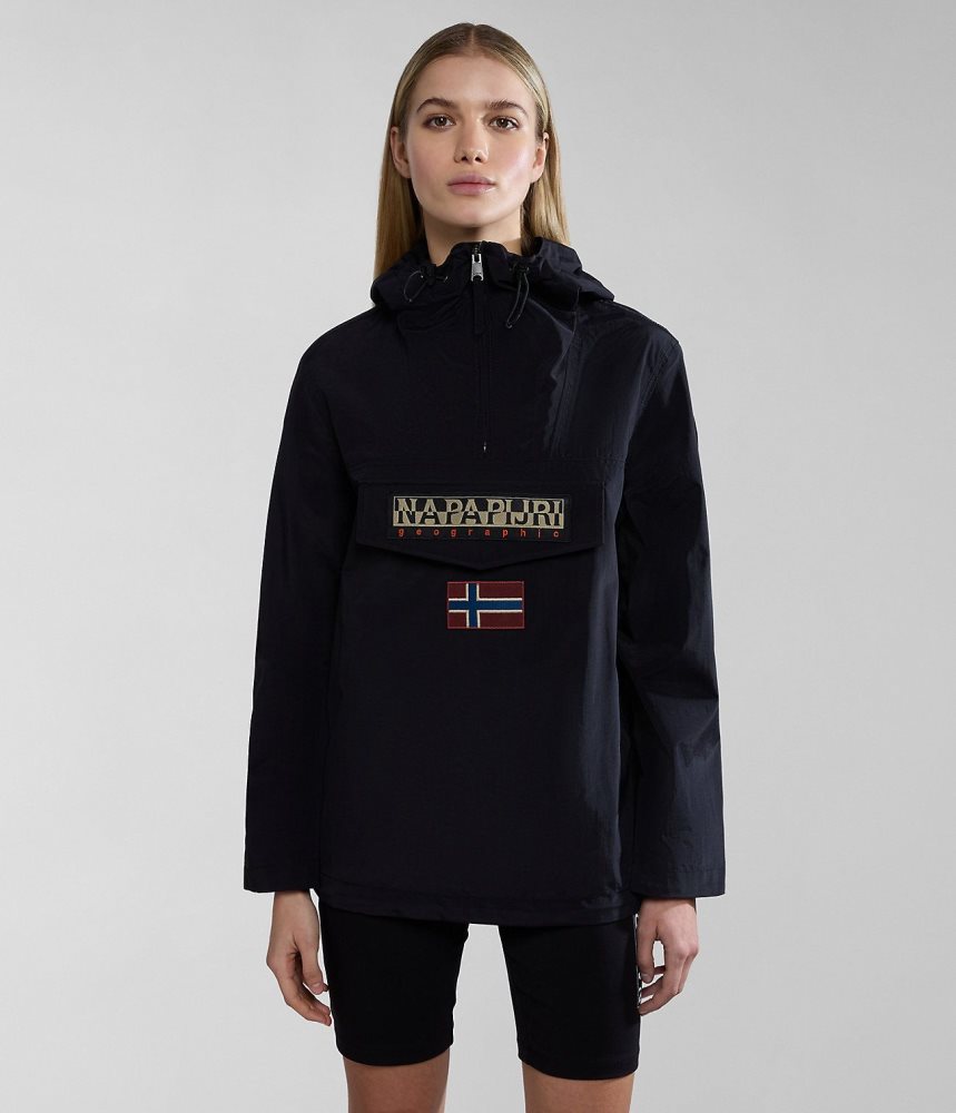 Napapijri Rainforest Summer Anorak Jacket Windjak Dames Zwart | SPRYVAM-14