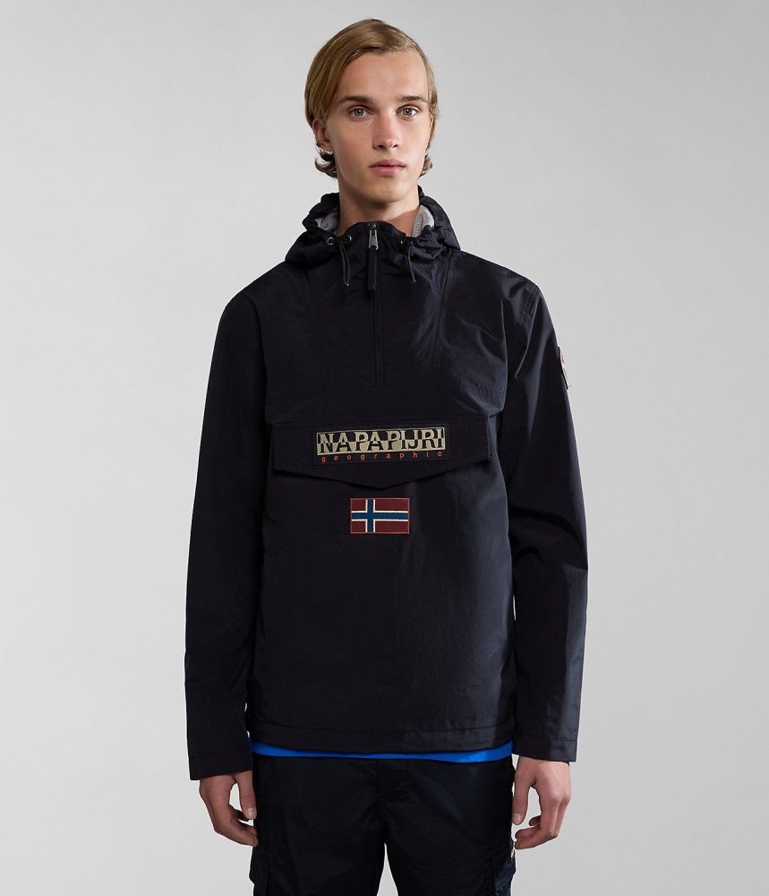 Napapijri Rainforest Summer Anorak Jacket Windjak Heren Zwart | NLQVJSG-14