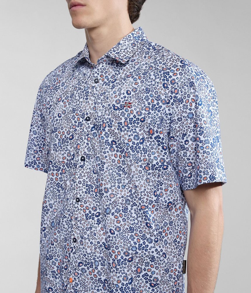 Napapijri Ronge Short Sleeve Shirt Overhemd Heren Multicolour | LZPAYEW-75