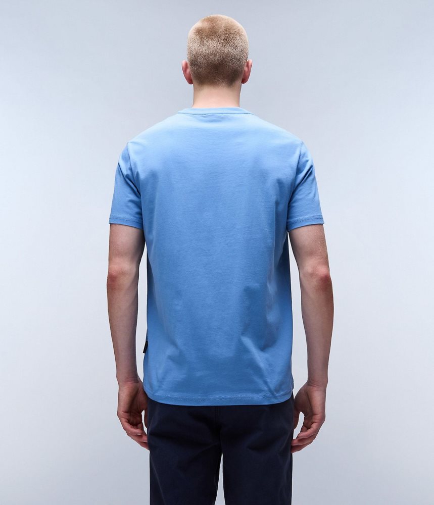 Napapijri Salis Short Sleeve T-Shirt T-shirts Heren Blauw Grijs | TSMDHLN-35