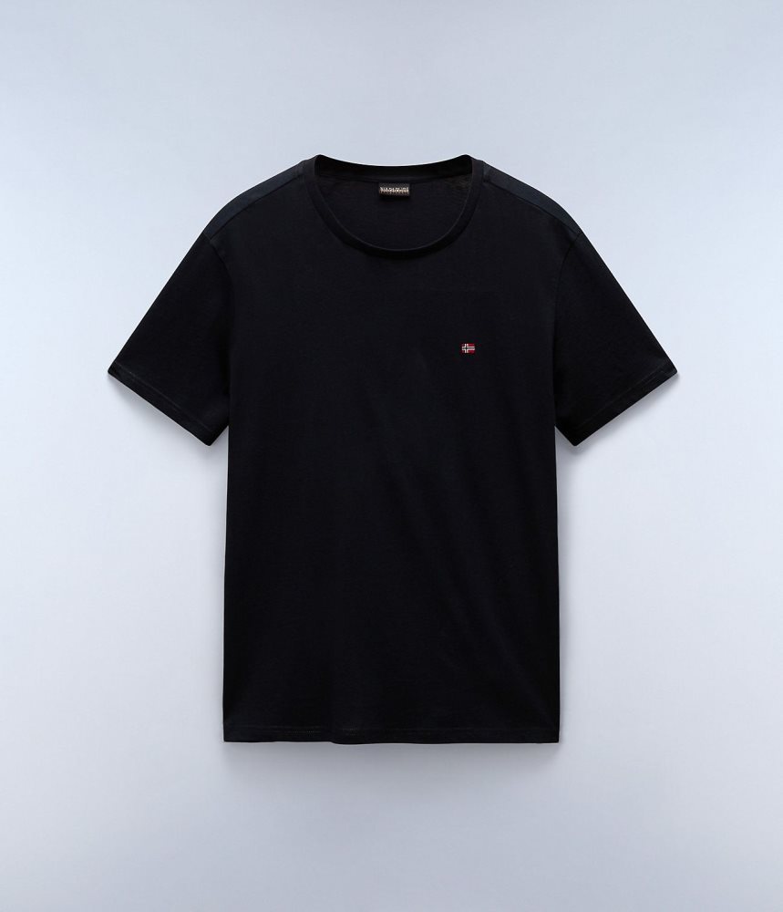 Napapijri Salis Short Sleeve T-Shirt T-shirts Heren Zwart | SPVQFOT-89