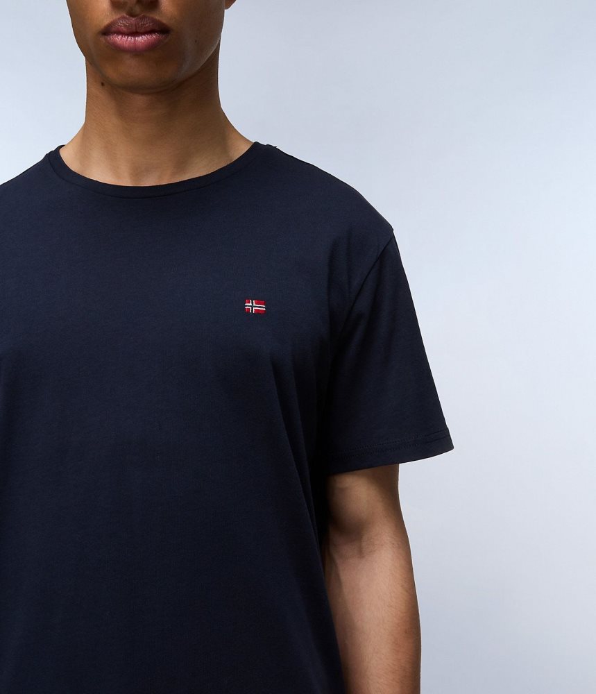 Napapijri Salis Short Sleeve T-Shirt T-shirts Heren Donkerblauw | QBEASKG-02
