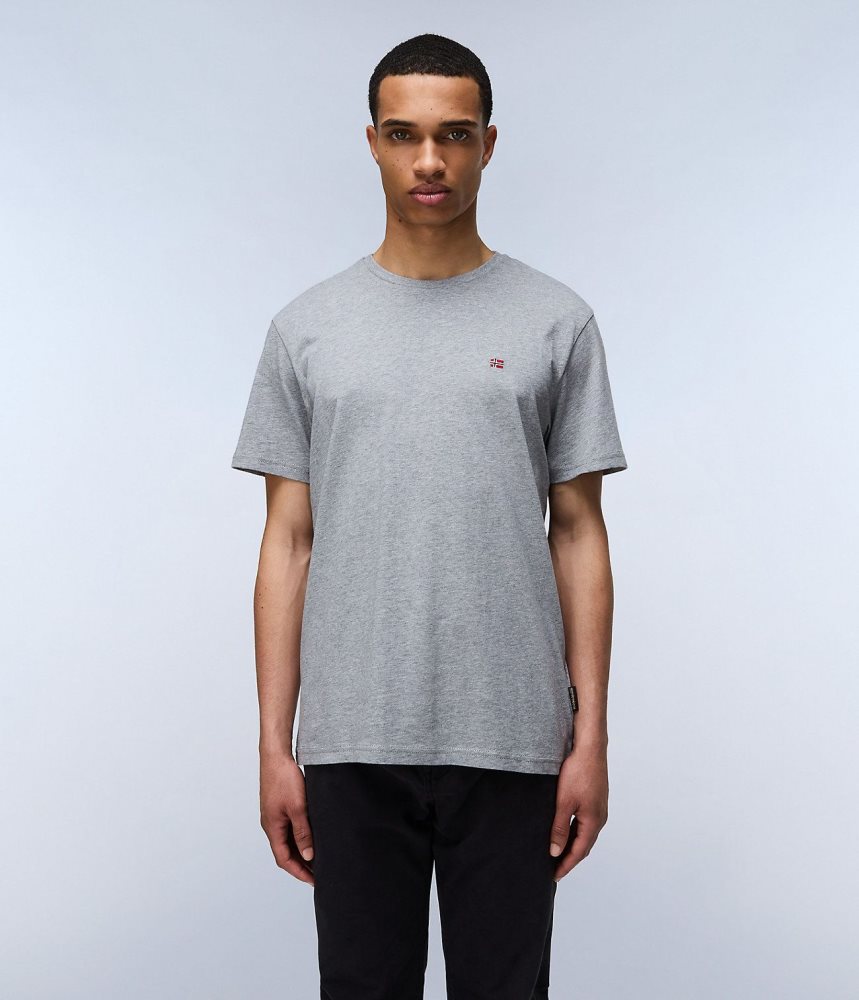 Napapijri Salis Short Sleeve T-Shirt T-shirts Heren Grijs | HXOSIMA-85