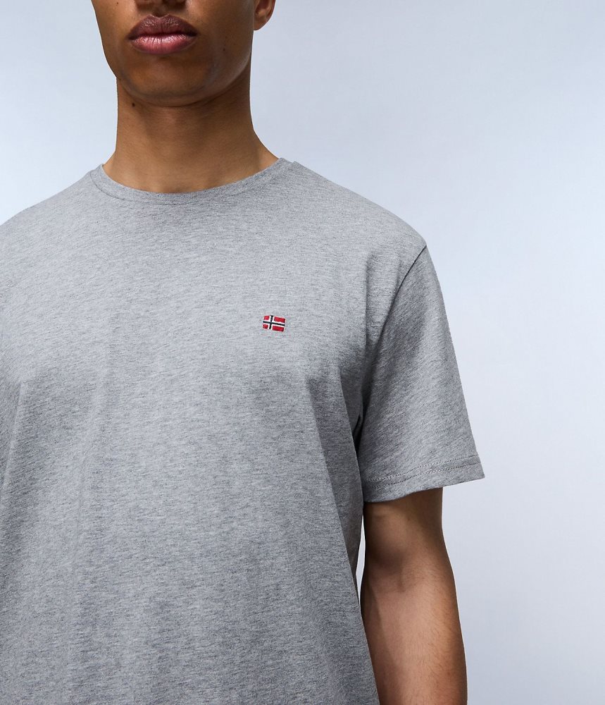 Napapijri Salis Short Sleeve T-Shirt T-shirts Heren Grijs | HXOSIMA-85