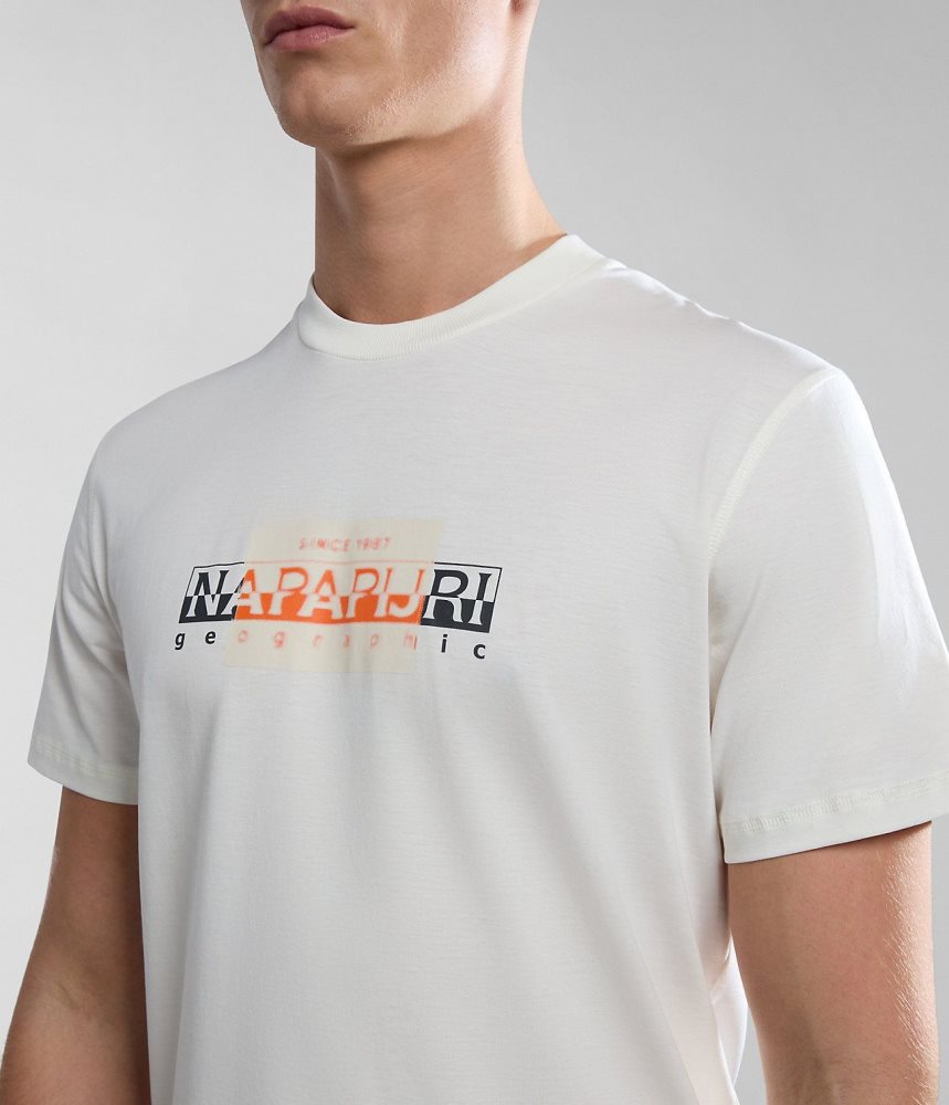 Napapijri Smallwood Short Sleeve T-Shirt T-shirts Heren Wit | PSEMGRJ-57