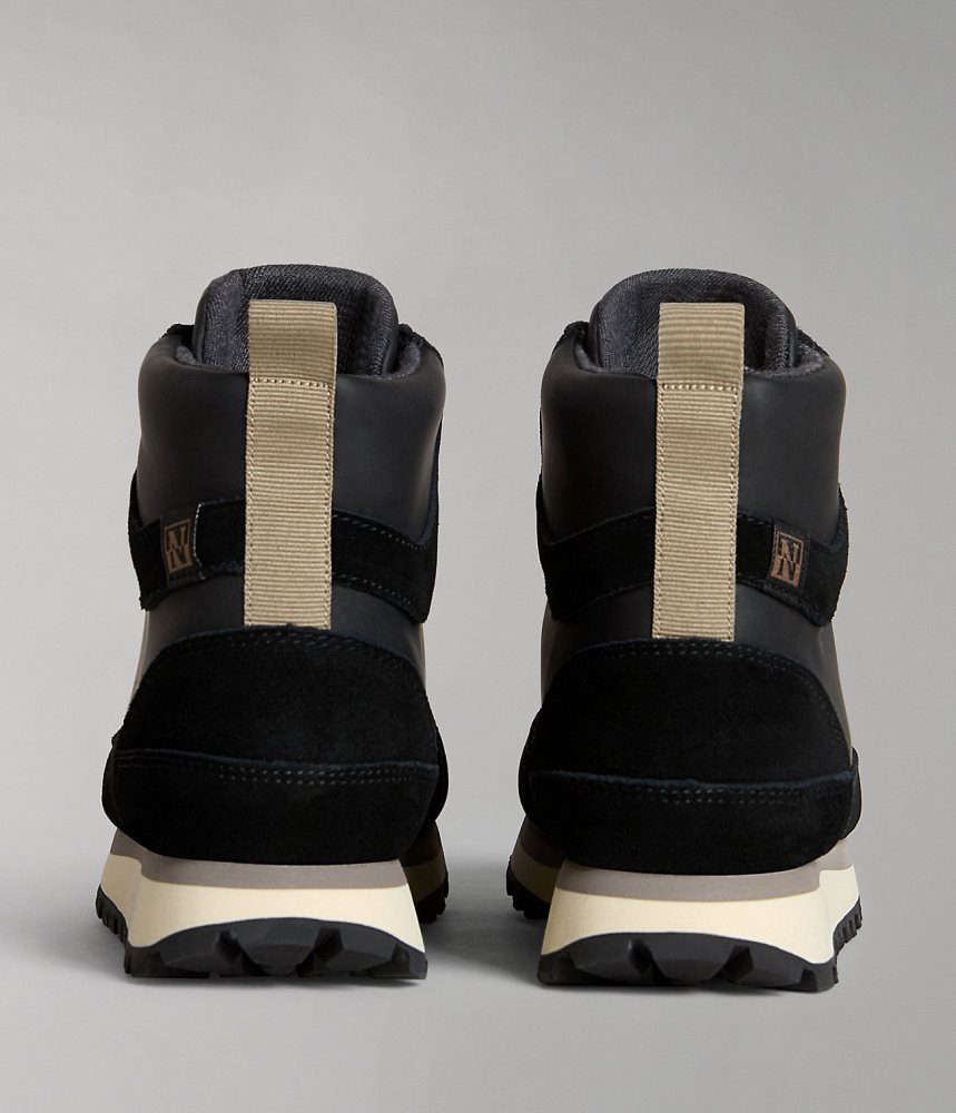 Napapijri Snowrun Leather City Boots Laarzen Dames Zwart | UZDTBIF-82