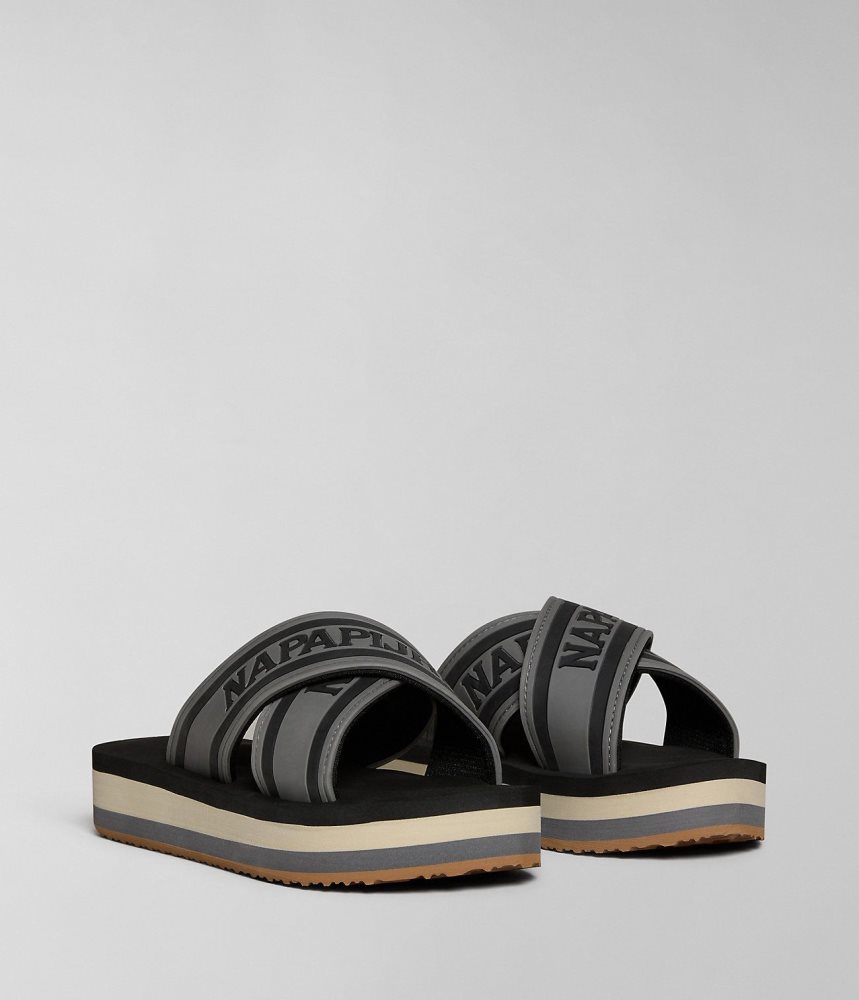 Napapijri Stick Sliders Badslippers Dames Zwart | BWYCUNK-92