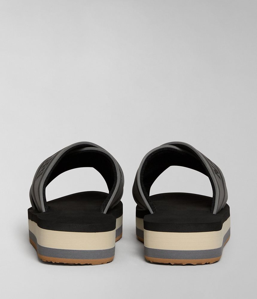 Napapijri Stick Sliders Badslippers Dames Zwart | BWYCUNK-92
