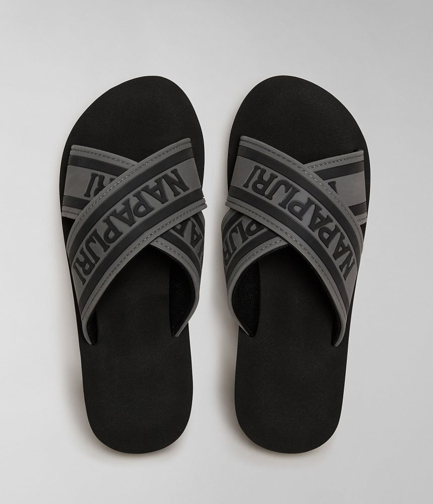 Napapijri Stick Sliders Badslippers Dames Zwart | BWYCUNK-92