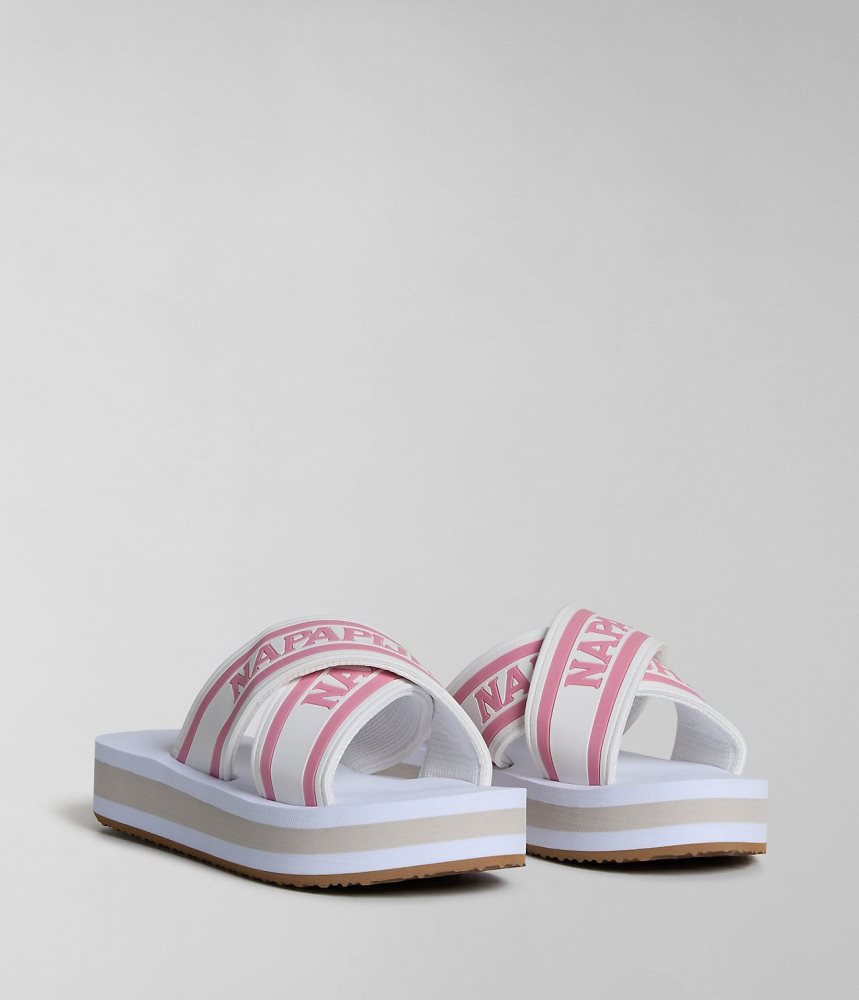 Napapijri Stick Sliders Badslippers Dames Wit | SRMQNXV-93