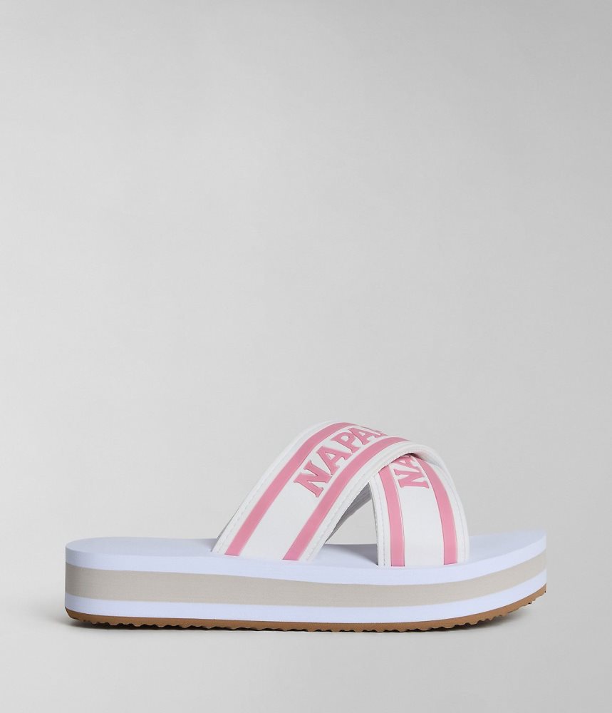 Napapijri Stick Sliders Badslippers Dames Wit | SRMQNXV-93