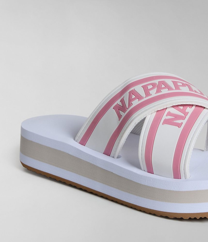 Napapijri Stick Sliders Badslippers Dames Wit | SRMQNXV-93