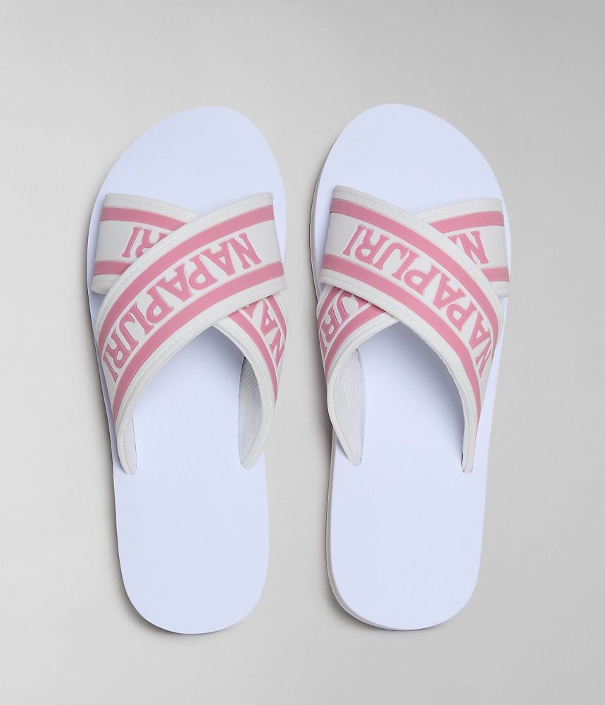 Napapijri Stick Sliders Badslippers Dames Wit | SRMQNXV-93