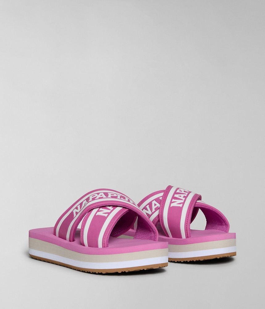 Napapijri Stick Sliders Badslippers Dames Roze | EDOBJIT-02