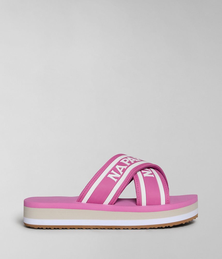 Napapijri Stick Sliders Badslippers Dames Roze | EDOBJIT-02