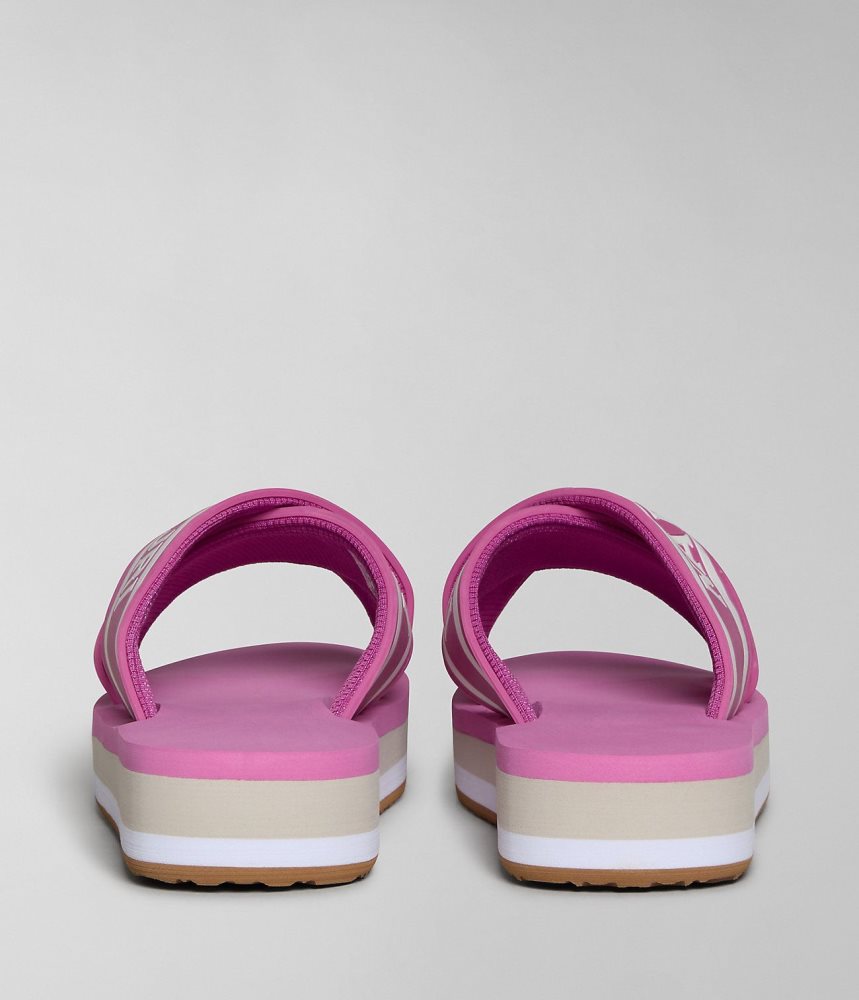 Napapijri Stick Sliders Badslippers Dames Roze | EDOBJIT-02