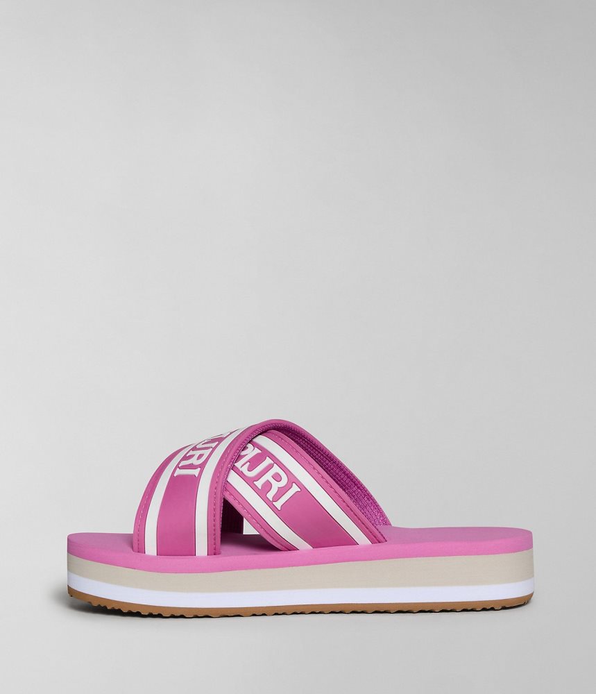Napapijri Stick Sliders Badslippers Dames Roze | EDOBJIT-02