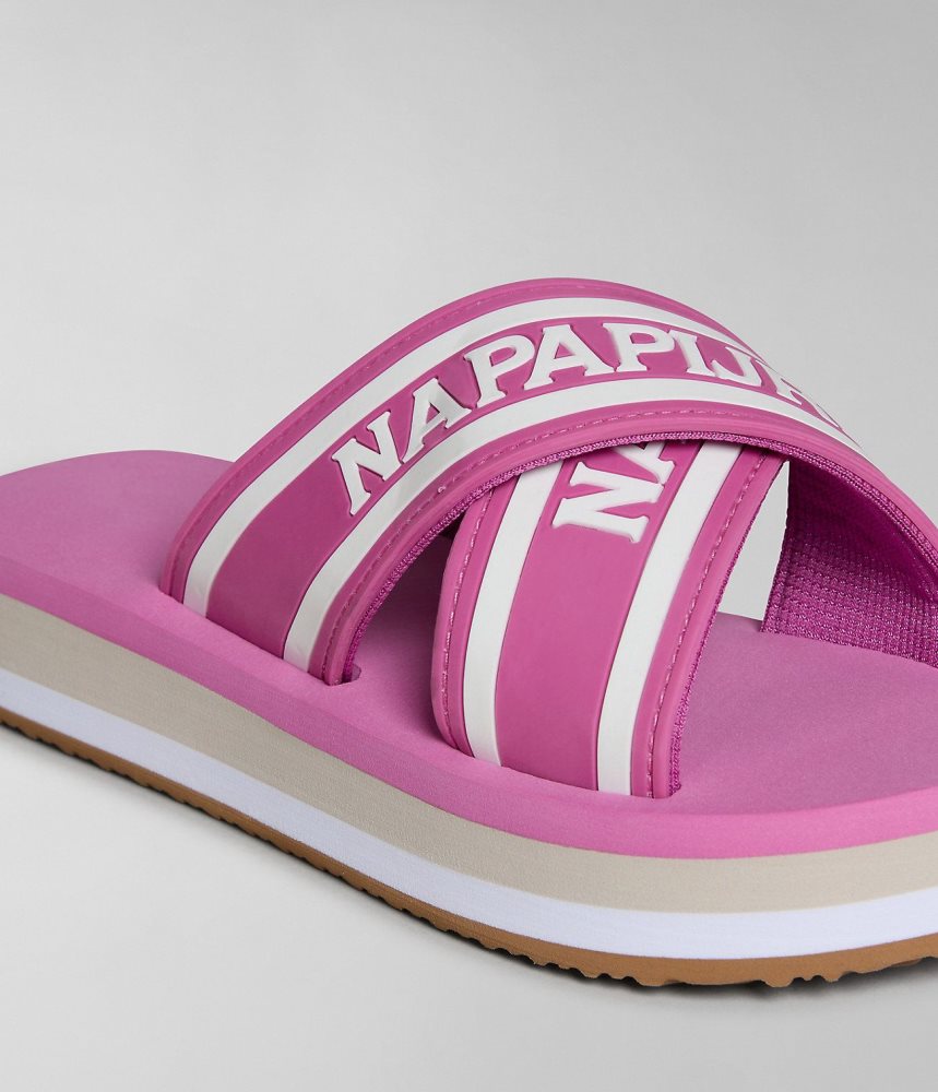 Napapijri Stick Sliders Badslippers Dames Roze | EDOBJIT-02