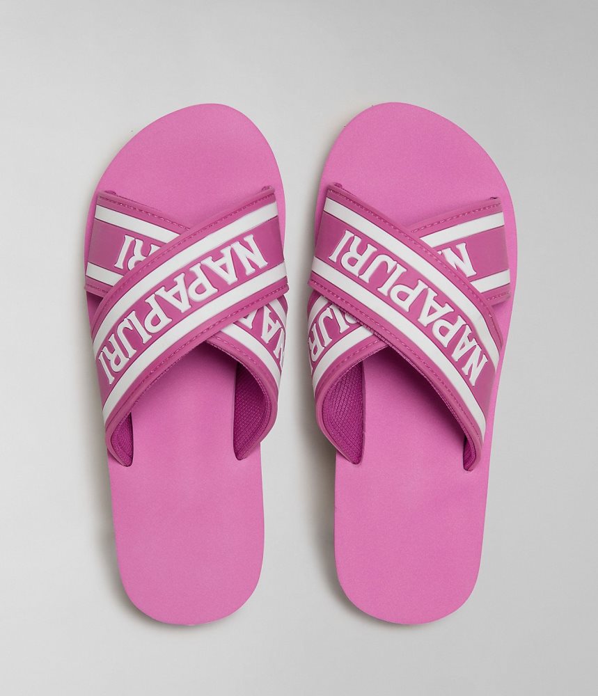 Napapijri Stick Sliders Badslippers Dames Roze | EDOBJIT-02