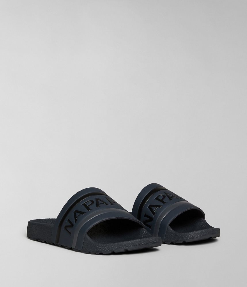 Napapijri Stream Sliders Badslippers Heren Zwart | TYJWEAB-58