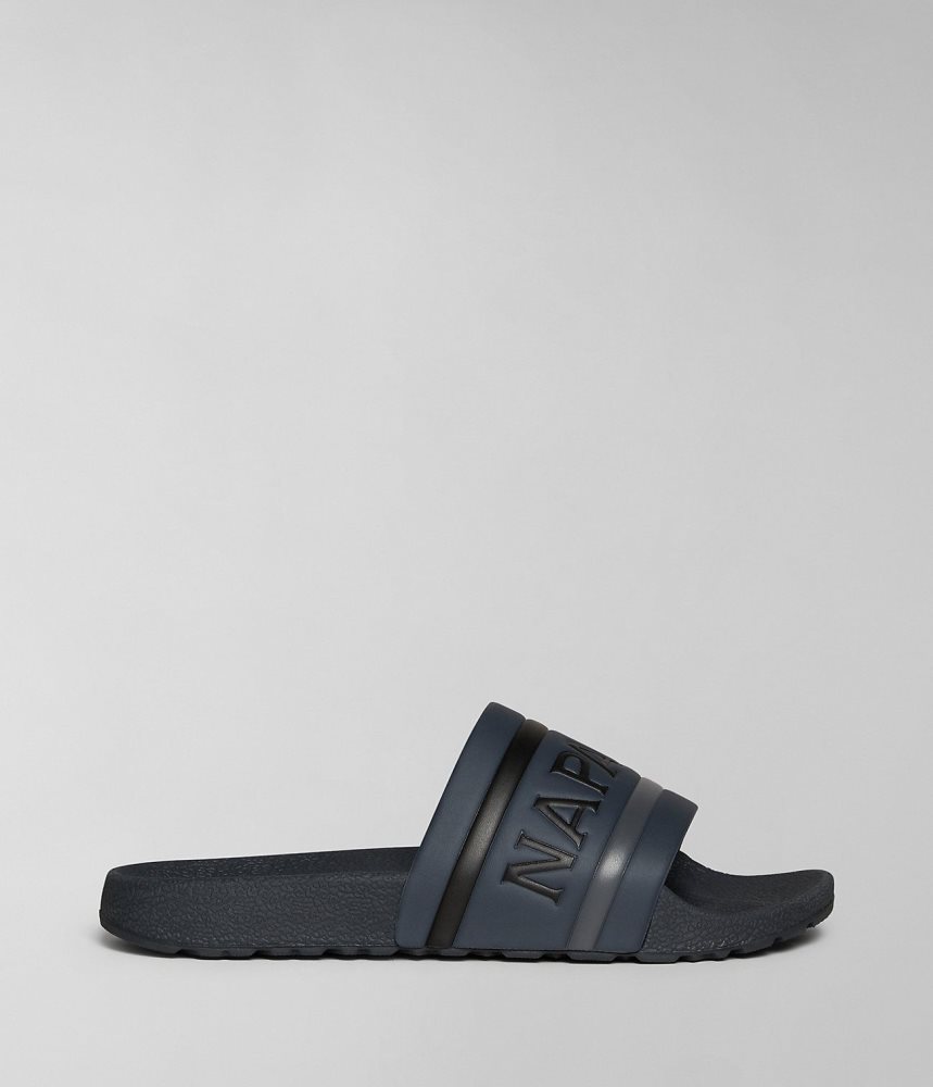 Napapijri Stream Sliders Badslippers Heren Zwart | TYJWEAB-58