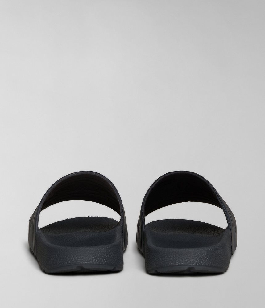 Napapijri Stream Sliders Badslippers Heren Zwart | TYJWEAB-58