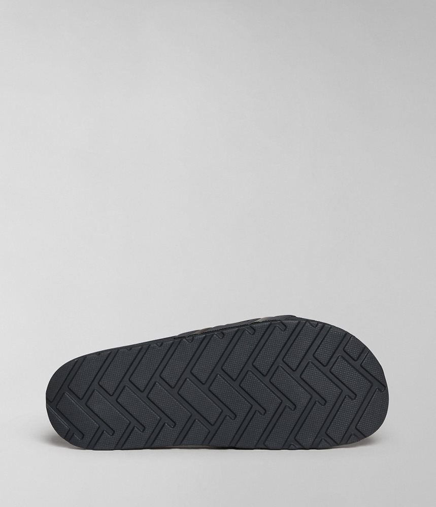 Napapijri Stream Sliders Badslippers Heren Zwart | TYJWEAB-58