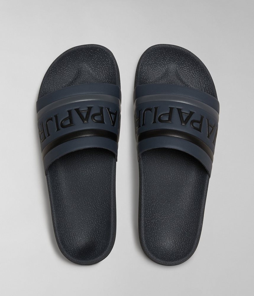 Napapijri Stream Sliders Badslippers Heren Zwart | TYJWEAB-58