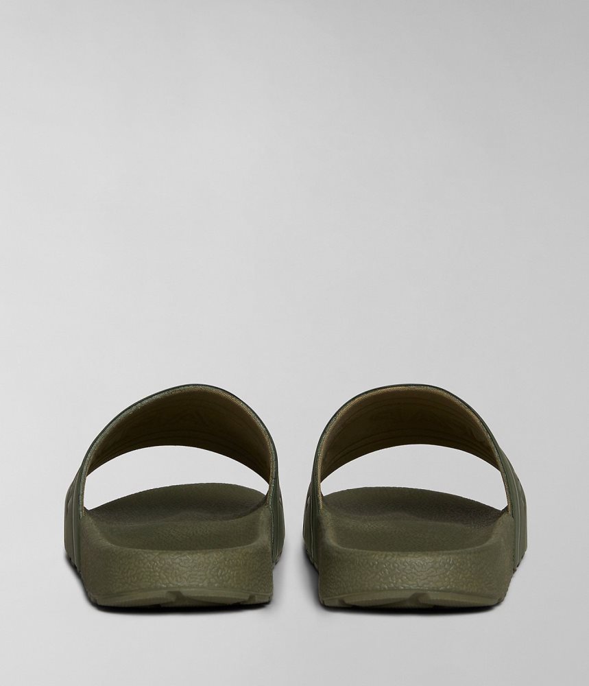 Napapijri Stream Sliders Badslippers Heren Groen | PBKVLOU-16