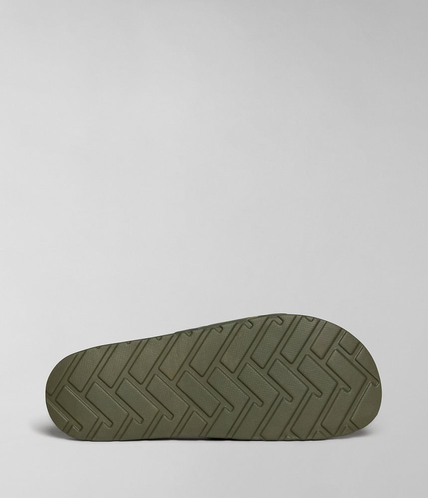 Napapijri Stream Sliders Badslippers Heren Groen | PBKVLOU-16