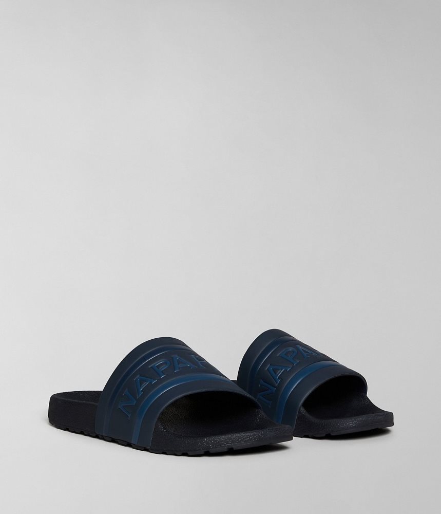 Napapijri Stream Sliders Badslippers Heren Donkerblauw | FYMGOUB-79