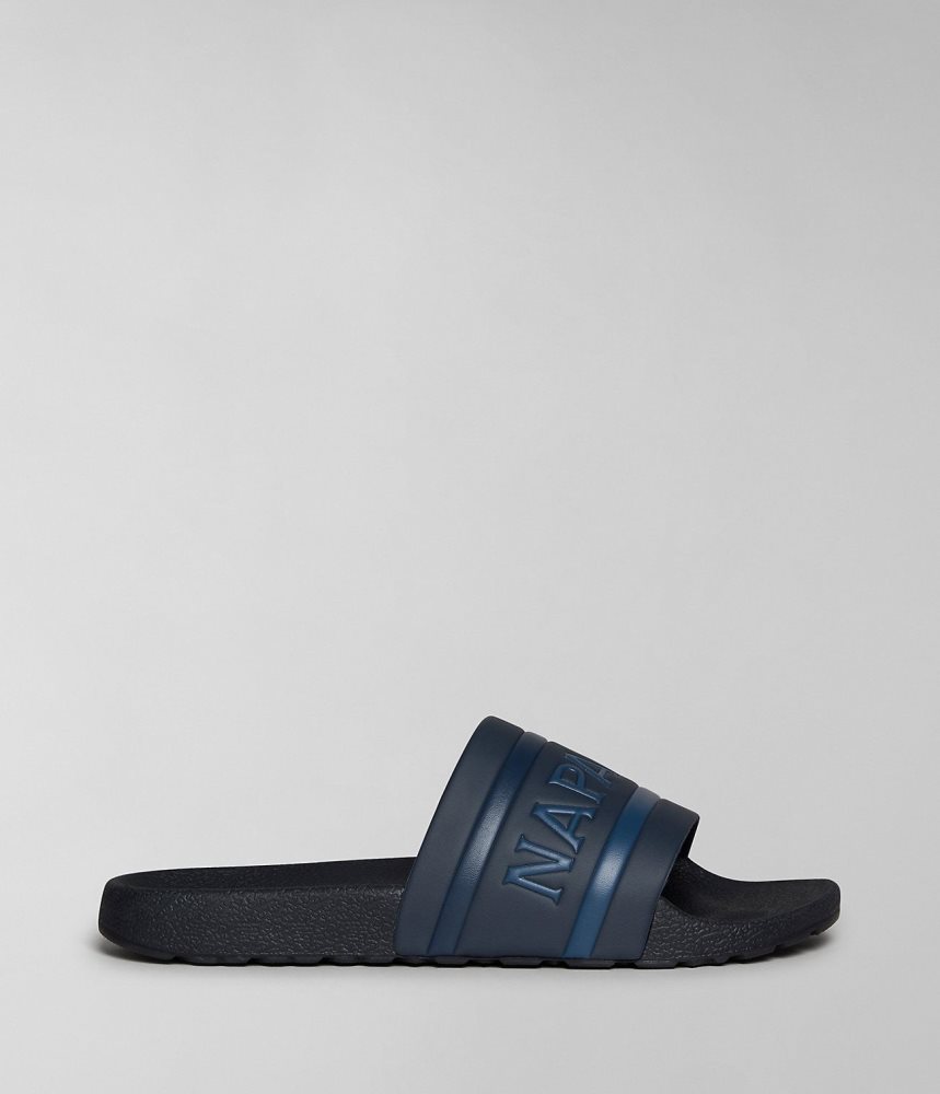 Napapijri Stream Sliders Badslippers Heren Donkerblauw | FYMGOUB-79