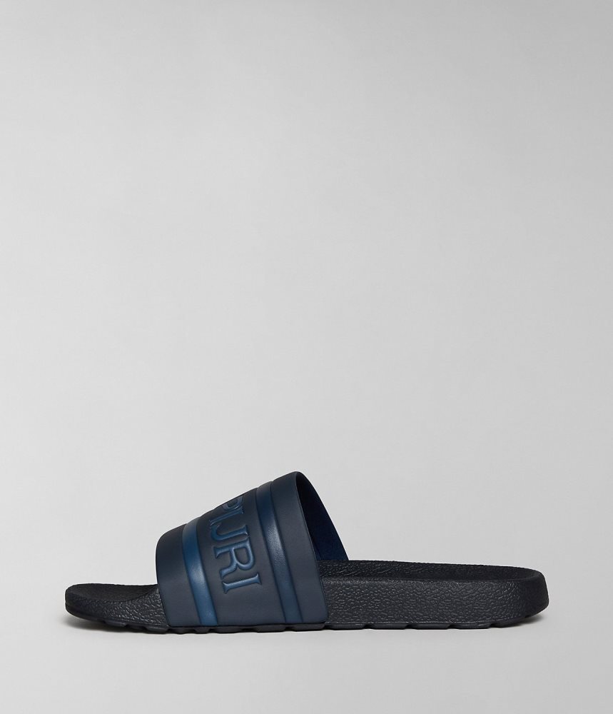 Napapijri Stream Sliders Badslippers Heren Donkerblauw | FYMGOUB-79