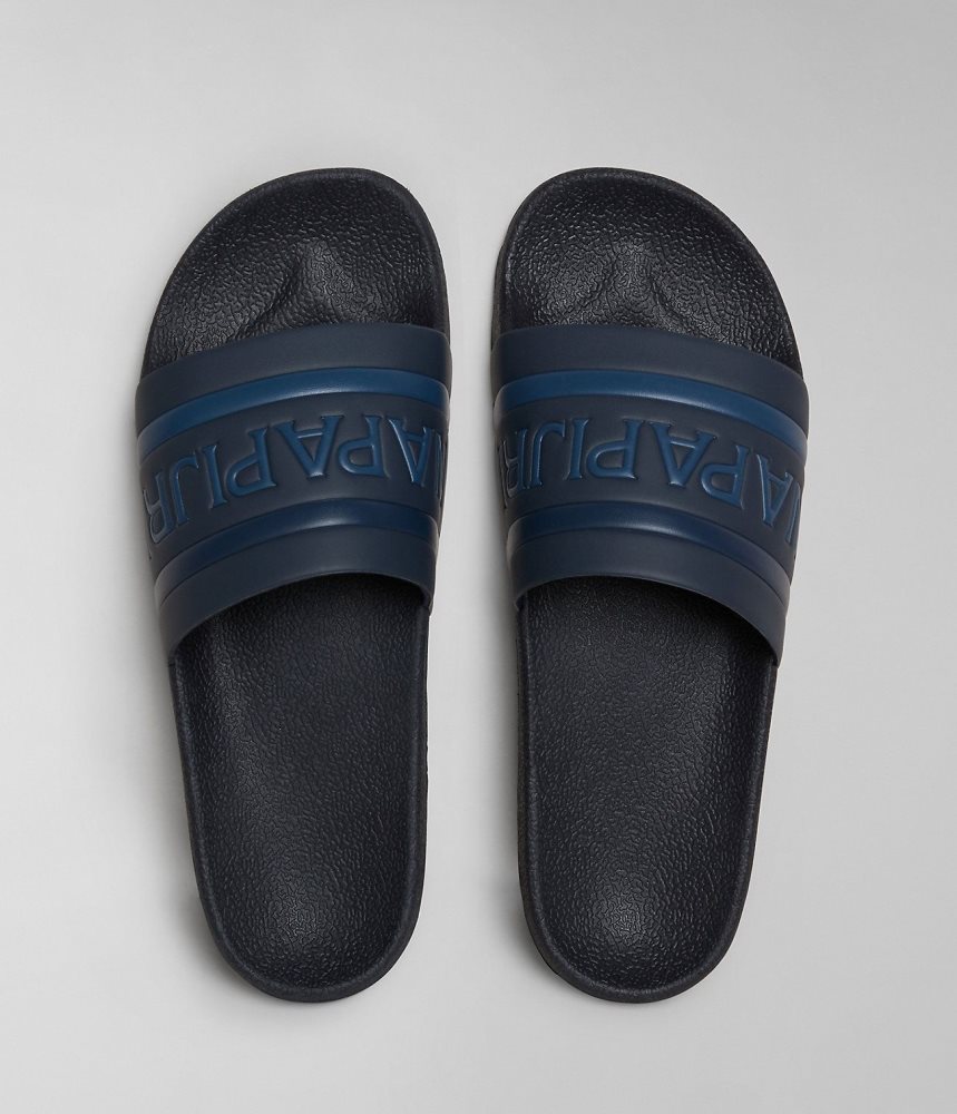 Napapijri Stream Sliders Badslippers Heren Donkerblauw | FYMGOUB-79