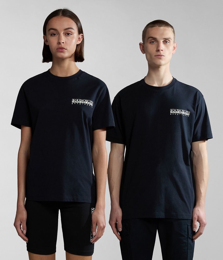Napapijri Tahi Short Sleeve T-Shirt T-shirts Heren Zwart | JNRGCSM-52