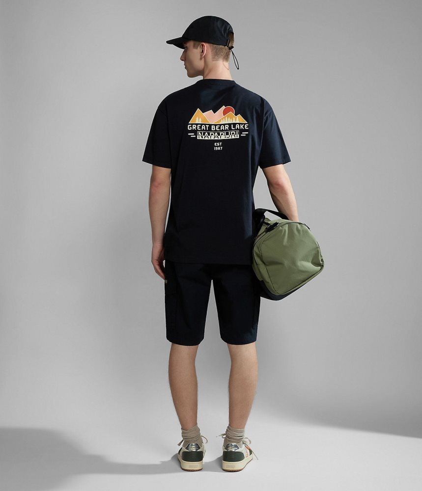 Napapijri Tahi Short Sleeve T-Shirt T-shirts Heren Zwart | JNRGCSM-52