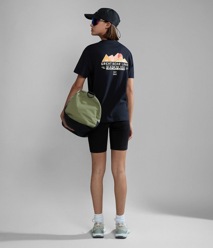 Napapijri Tahi Short Sleeve T-Shirt T-shirts Heren Zwart | JNRGCSM-52