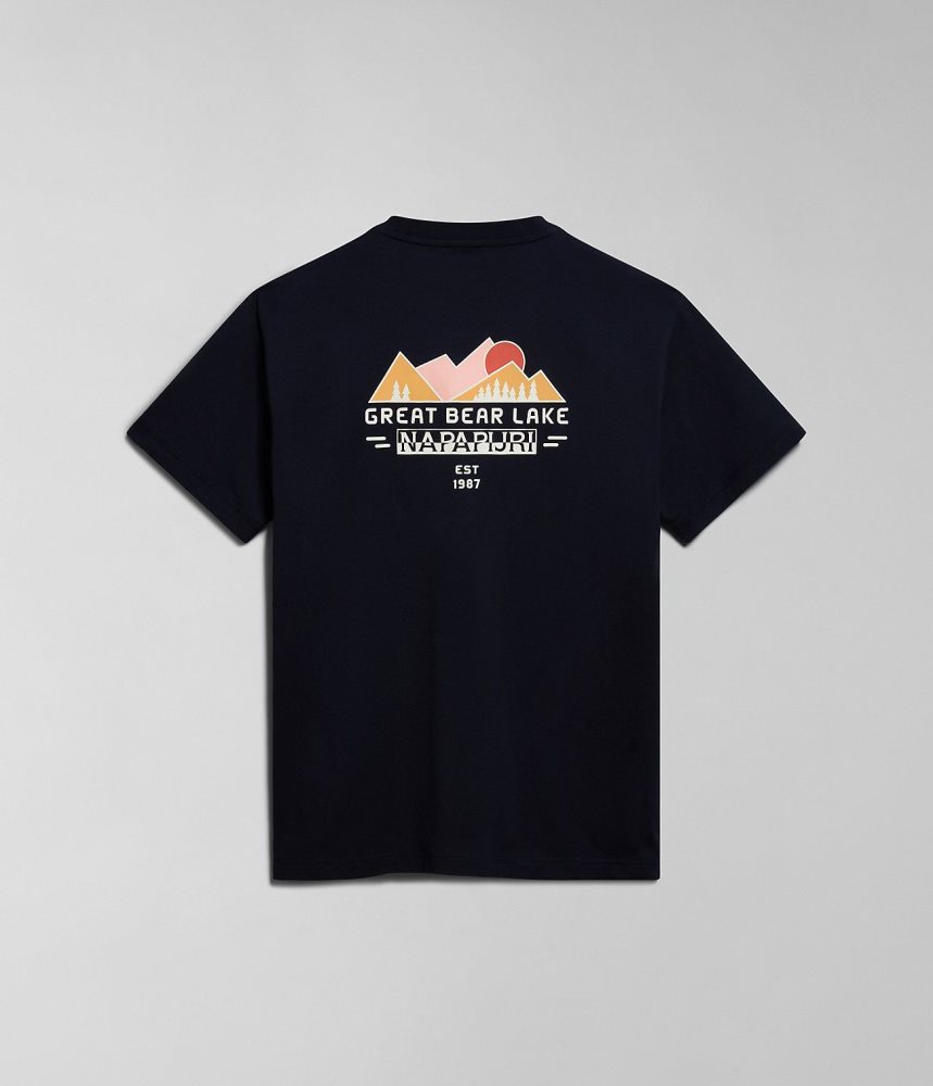 Napapijri Tahi Short Sleeve T-Shirt T-shirts Heren Zwart | JNRGCSM-52