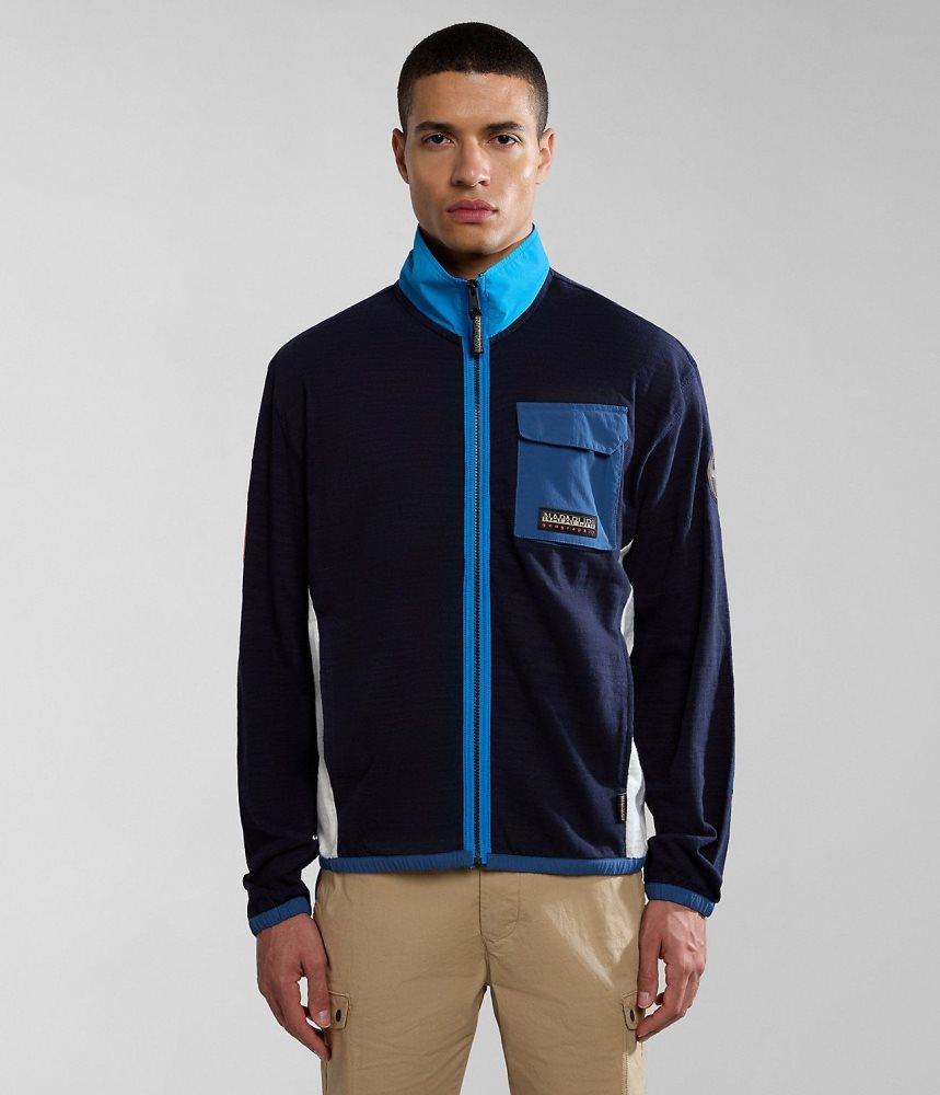 Napapijri Tepees Full-Zip Sweatshirt Sweatshirts Heren Donkerblauw | DWROGFL-56